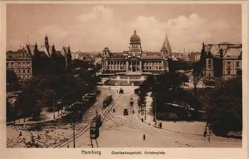 Ansichtskarte Hamburg Holstenplatz, Straßenbahn - Oberlandesgericht 1924