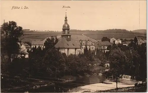 Ansichtskarte Flöha (Sachsen) Blick auf die Kirche 1912
