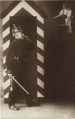 Ansichtskarte  Fotokunst Militaria Sachsen - Soldat und Frau 1914