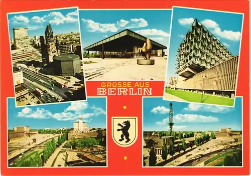 Berlin Mehrbild-AK ua. Europa-Center, Klinikum Steglitz, Funkturm uvm. 1975