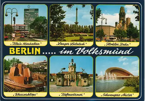 Berlin Stadtteilansichten im Volksmund, Mehrbild-AK Sehenwürdigkeit Dialekt 1975