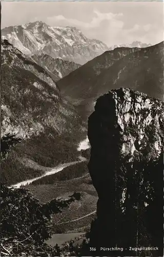 Ansichtskarte .Bayern Alpen Berg-Panorama Pürschling - Zugspitzblick 1960