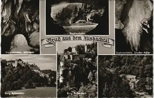 .Bayern Ailsbachtal Fränkische Schweiz Mehrbild-AK Höhlen-Motive 1960