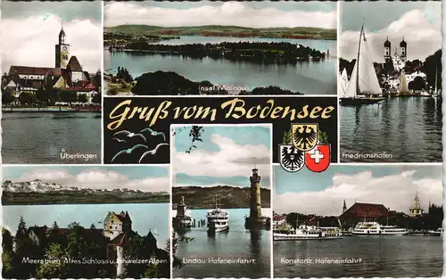 .Vorarlberg Mehrbild-AK Bodensee Orte Überlingen, Lindau, Konstanz uvm. 1960