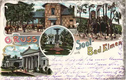 Litho AK Bad Salzelmen-Schönebeck (Elbe) Gruss-Aus-Mehrbild-  Bad Elmen 1902