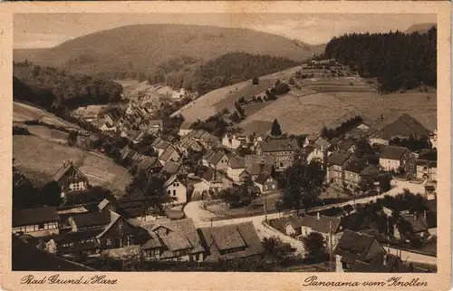 Ansichtskarte Bad Grund (Harz) Panorama Gesamtansicht vom Knollen aus 1930