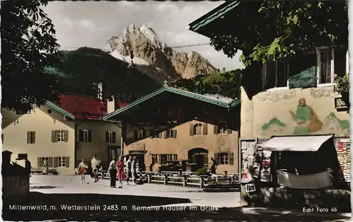 Ansichtskarte Mittenwald Wetterstein und Bematte Hauser im Gries 1960