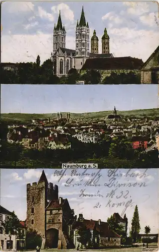 Naumburg (Saale) Mehrbild-AK ua. Panorama-Ansicht 1914 1. Weltkrieg Feldpost