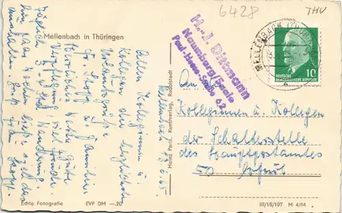 Ansichtskarte Mellenbach-Glasbach Panorama-Ansicht zur DDR-Zeit 1965/1964