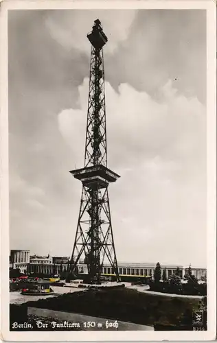 Charlottenburg-Berlin Funkturm, Messegelände Fotokarte Teilcoloriert 1952