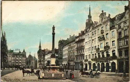 München Marienplatz - Hotel Peter Hof, Prägekarte 1909 Prägekarte