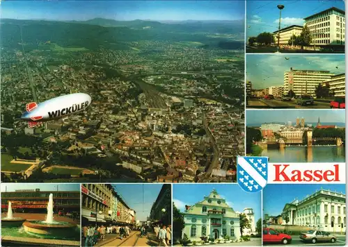 Ansichtskarte Kassel Cassel Luftbild Straßen Zeppelin Wicküller 1990