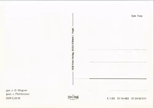 Porschdorf-Bad Schandau Lilienstein Königstein DDR Künstlerkarte  Wagner 1983
