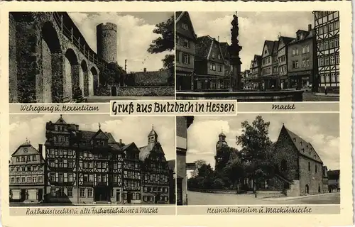 Ansichtskarte Butzbach Marktplatz, Hexenturm, Museum 1962