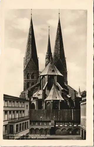 Lübeck Die Marienkirche von der Schrangenfreiheit aus gesehen 1962