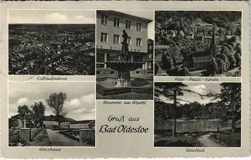 Ansichtskarte Bad Oldesloe Luftbild, Brunnen, Kirche 1957