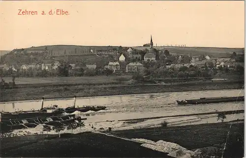 Ansichtskarte Zehren-Diera-Zehren Stadt, Hafen - Dampfer Verladestation 1913