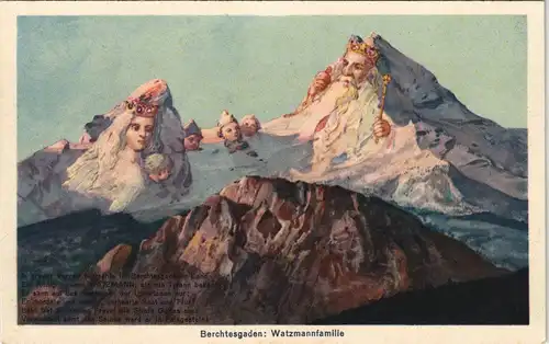 Ansichtskarte Berchtesgaden Watzmann Watzmannfamilie Figuren 1925