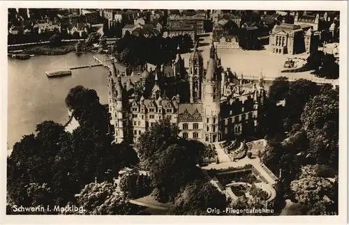 Ansichtskarte Schwerin Luftbild Schloß, Stadt, Flußbadeanstalt 1932