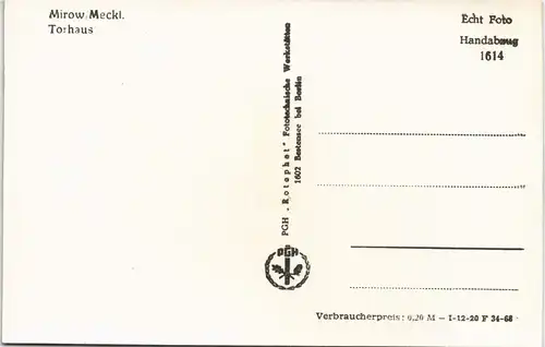 Ansichtskarte Mirow Partie am Torhaus 1968