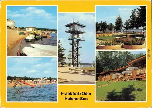 Frankfurt (Oder) Bootsverleih, Turm am Ortstrand, Promenade, Strand, Bungalow-Siedlung 1981