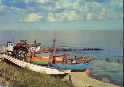 .Mecklenburg-Vorpommern Grüße von der Ostsee: Fischerboote, Strand, Meer 1981