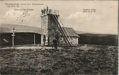 Ansichtskarte Seebach Besucher auf Plattform Aussichtsturm Hornisgrinde 1921