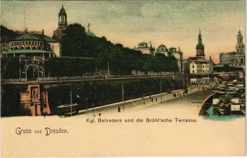Innere Altstadt-Dresden Kgl. Belvedere und die Brühl'sche Terrasse 1900