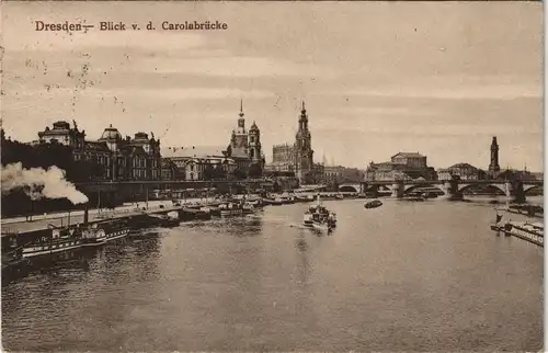 Innere Altstadt-Dresden Panorama v.d. Carolabrücke  D.-Friedrichs-Brücke 1922
