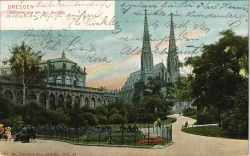 Dresden Sophienkirche Königlicher Zwinger 1905  Scheidegg (Ankunftsstempel)