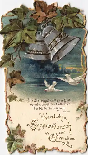 Glückwunsch Konfirmation Segen Segenswunsch Prägekarte 1920 Prägekarte