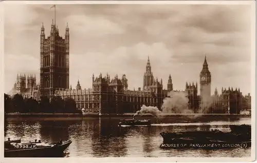Postcard London Houses of Parliament Parlamentshaus, Big Ben 1935