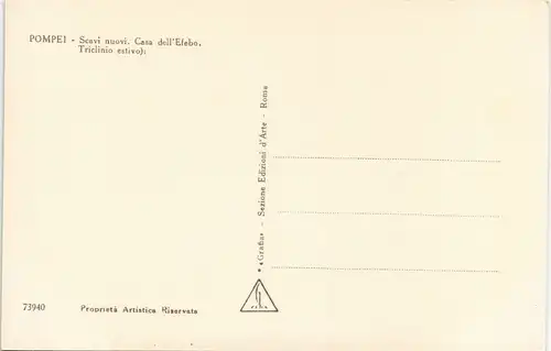 Cartoline Pompei Scavi nuovi Casa dell'Efebo Triclinio estivo 1940