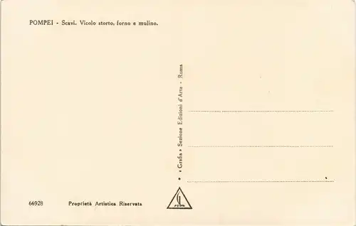 Cartoline Pompei POMPEI - Scavi. Vicolo storto, forno e mulino. 1940