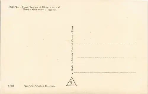 Pompei Scavi Tempio di Giove e Arco di Nerone visto verso il Vesuvio 1940