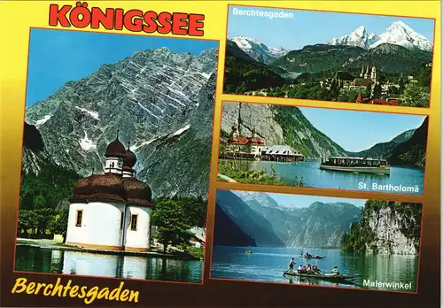 Ansichtskarte Schönau am Königssee MB: Kapelle, Fähre 1988