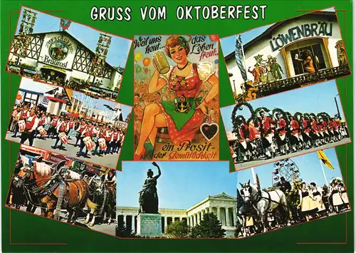 Ansichtskarte München Oktoberfest, Pferdewagen Parade 1983
