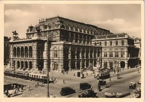Ansichtskarte Wien Straßenpartie an der Oper, Straßenbahn 1932