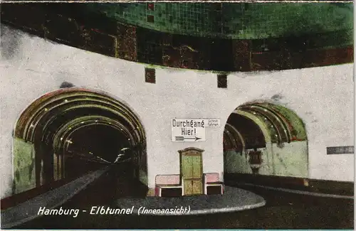 Ansichtskarte St. Pauli-Hamburg Elbtunnel - Innen 1915