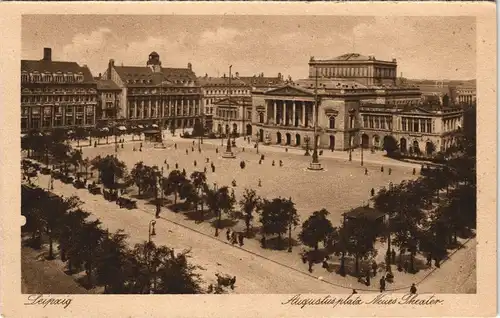 Ansichtskarte Leipzig Augustusplatz Neues Theater 1928