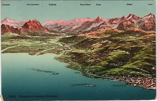 Ansichtskarte Rorschach Blick auf die Stadt Alpen 1913