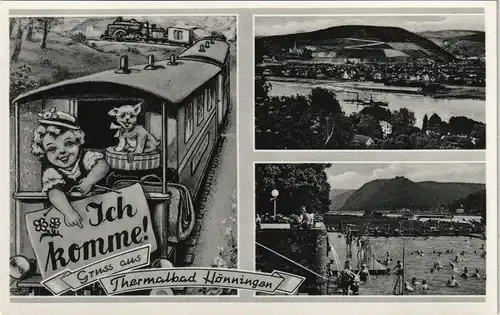 Ansichtskarte Bad Hönningen Bahn - Ich Komme, Schwimmbad 1952