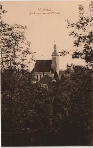 Ansichtskarte Groitzsch Blick nach der Stadtkirche 1913
