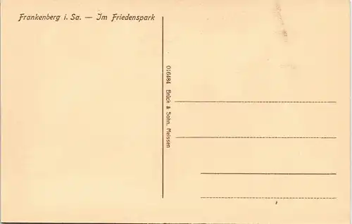 Ansichtskarte Frankenberg (Sachsen) Im Friedenspark - Straßenblick 1913