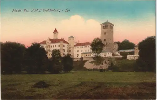 Waldenburg (Sachsen) Fürstl. Res. Schloß Waldenburg coloriert 1912