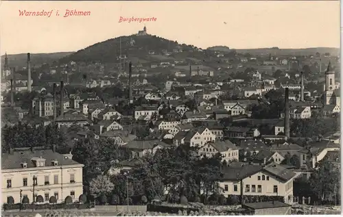 Postcard Warnsdorf Varnsdorf Fabriken, Stadt, Burgberg 1912