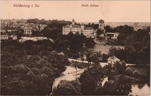 Ansichtskarte Waldenburg (Sachsen) Stadt und Schloß 1913