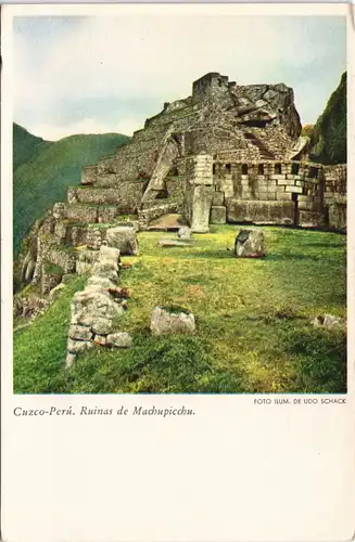Postcard Lima Cuzco-Perú. Ruinas de Machupicchu. 1932