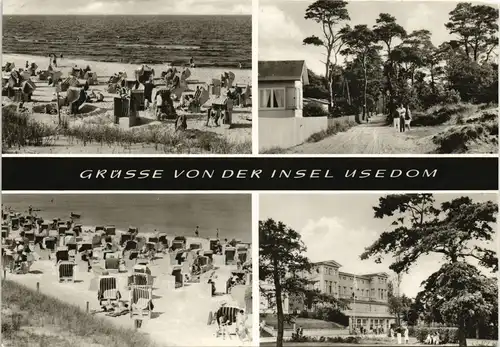 Ansichtskarte Heringsdorf Usedom Mehrbild -Strand und Pension 1979