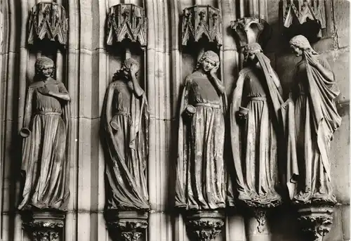 Altstadt-Magdeburg DDR AK Skulpturen Die 5 törichten Jungfrauen (um 1250) 1980